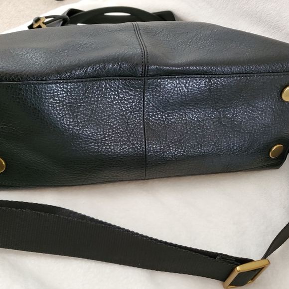 Fossil Maya Hobo Satchel Purse Bag Tote Black Genuine Leather Key Attached - Picture 3 of 11